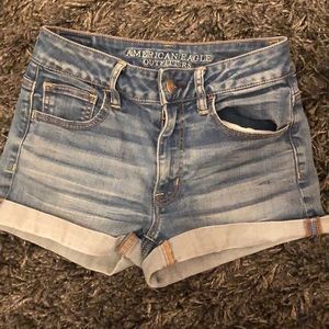 american eagle high rise denim shorts